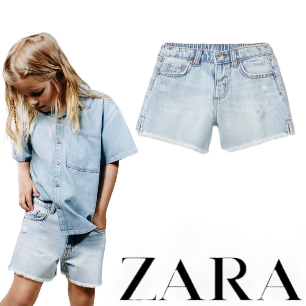 ZARA Kids | Light Blue | FRAYED DENIM SHORTS